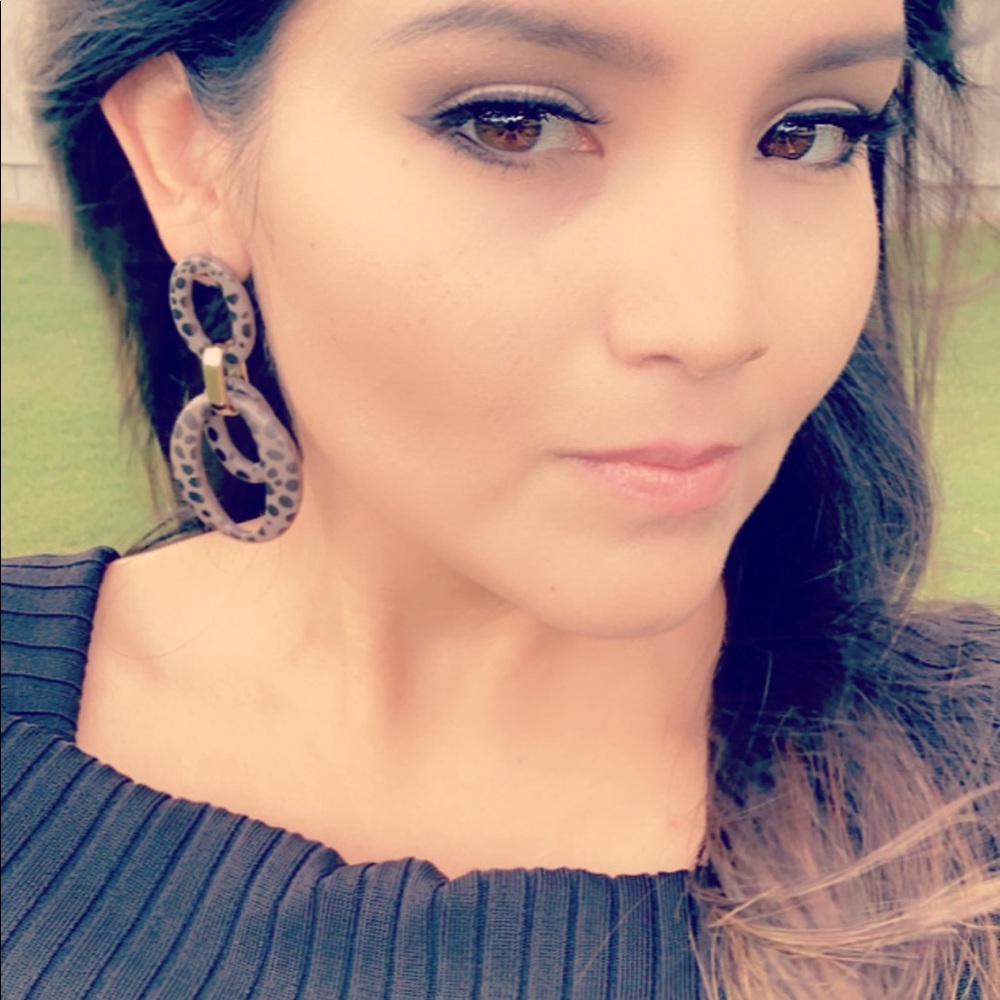 Leopard Print Statement Earrings - Picture 2 of 2